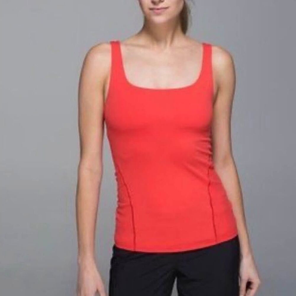 Lululemon Athletica Orange Fitted Sleeveless Tank Top